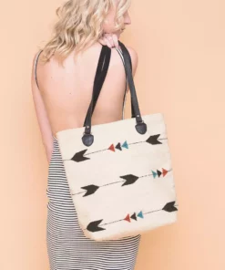 MZ Fair Trade Accessories Obsidian Arrow Wool Bucket Tote Bag