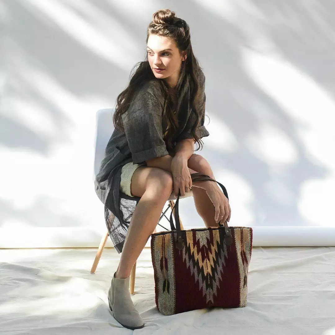 MZ Fair Trade Accessories Ochre + Ash Wool Tote Bag 7 MZ Fair Trade Accessories Ochre + Ash Wool Tote Bag