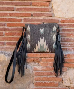 MZ Fair Trade Smoky Quartz Wool Fringe Bag Accessories