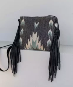 MZ Fair Trade Smoky Quartz Wool Fringe Bag Accessories