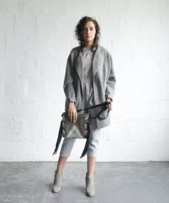 MZ Fair Trade Smoky Quartz Wool Fringe Bag Accessories