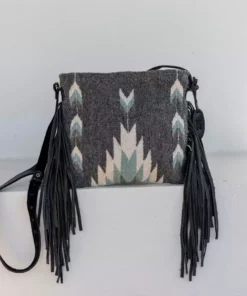 MZ Fair Trade Smoky Quartz Wool Fringe Bag Accessories