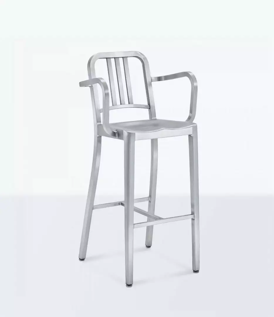 Emeco Furniture Navy Recycled Barstool With Arms 1 Emeco Furniture Navy Recycled Barstool With Arms