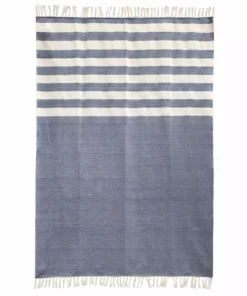 Kiliim Navy Stripes Throw Blanket Home Goods
