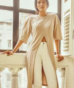 No Nasties Clothing Sand Reversible Long Tee