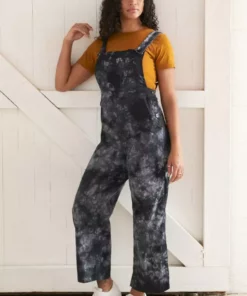 North Of West Sale Ariel Upcycled Tie Dye Overalls - Black