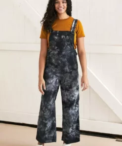North Of West Sale Ariel Upcycled Tie Dye Overalls - Black