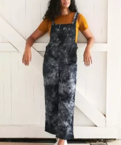North Of West Sale Ariel Upcycled Tie Dye Overalls - Black