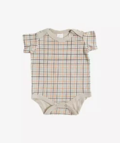 North Of West Baby's Grid Onesie - Fog