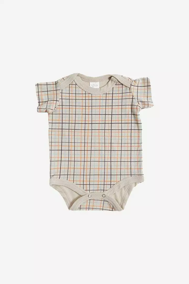 North Of West Baby's Grid Onesie - Fog 1 North Of West Baby's Grid Onesie - Fog
