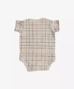 North Of West Baby's Grid Onesie - Fog