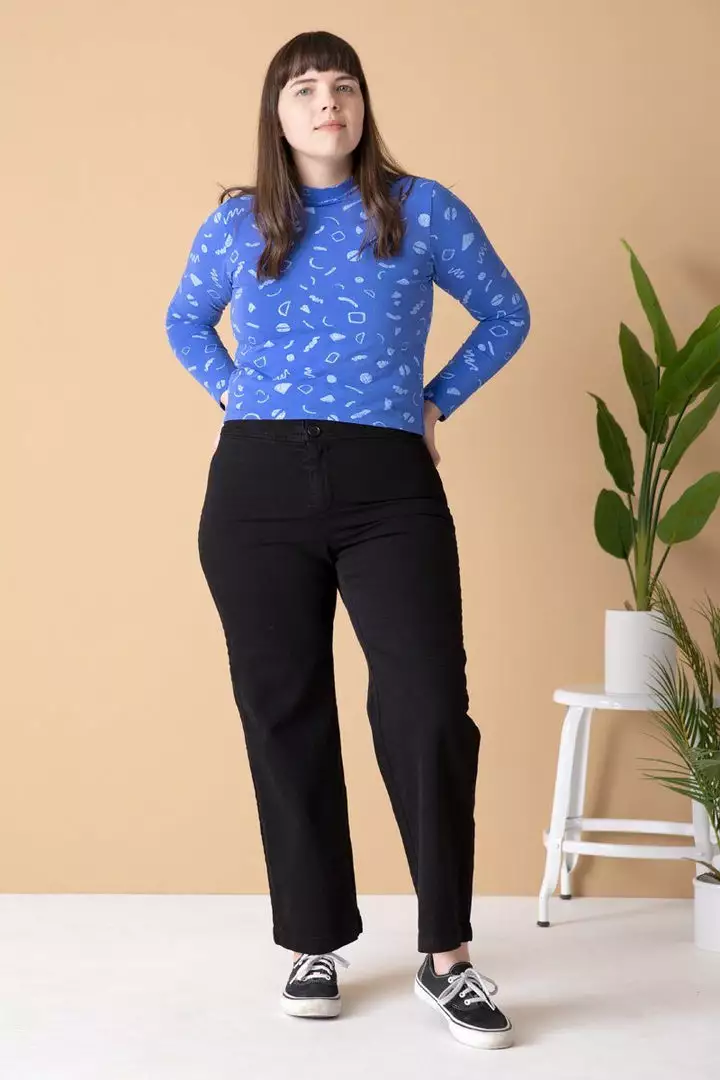 North Of West Morgan Squiggles Mock Neck - Azure 2 North Of West Morgan Squiggles Mock Neck - Azure