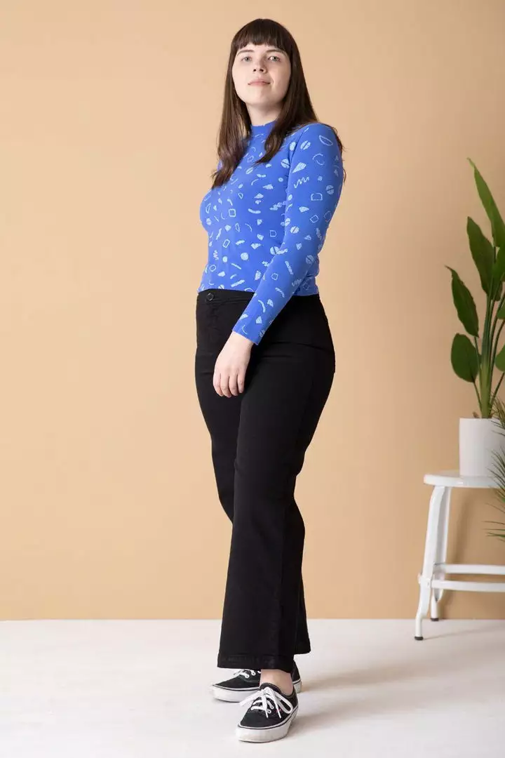 North Of West Morgan Squiggles Mock Neck - Azure 5 North Of West Morgan Squiggles Mock Neck - Azure