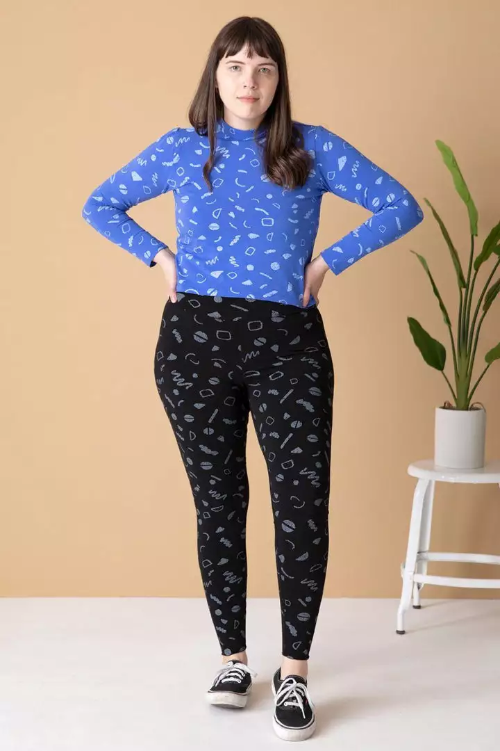 North Of West Morgan Squiggles Mock Neck - Azure 6 North Of West Morgan Squiggles Mock Neck - Azure