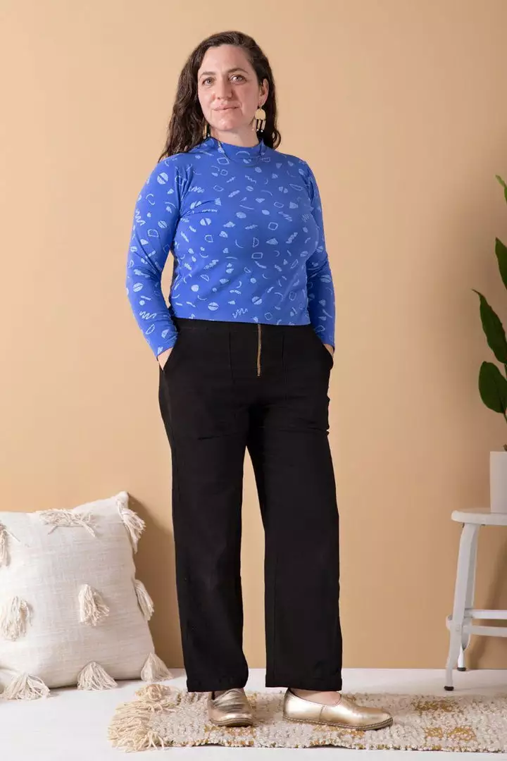 North Of West Morgan Squiggles Mock Neck - Azure 1 North Of West Morgan Squiggles Mock Neck - Azure