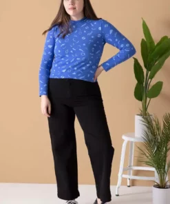 North Of West Morgan Squiggles Mock Neck - Azure 9 North Of West Morgan Squiggles Mock Neck - Azure