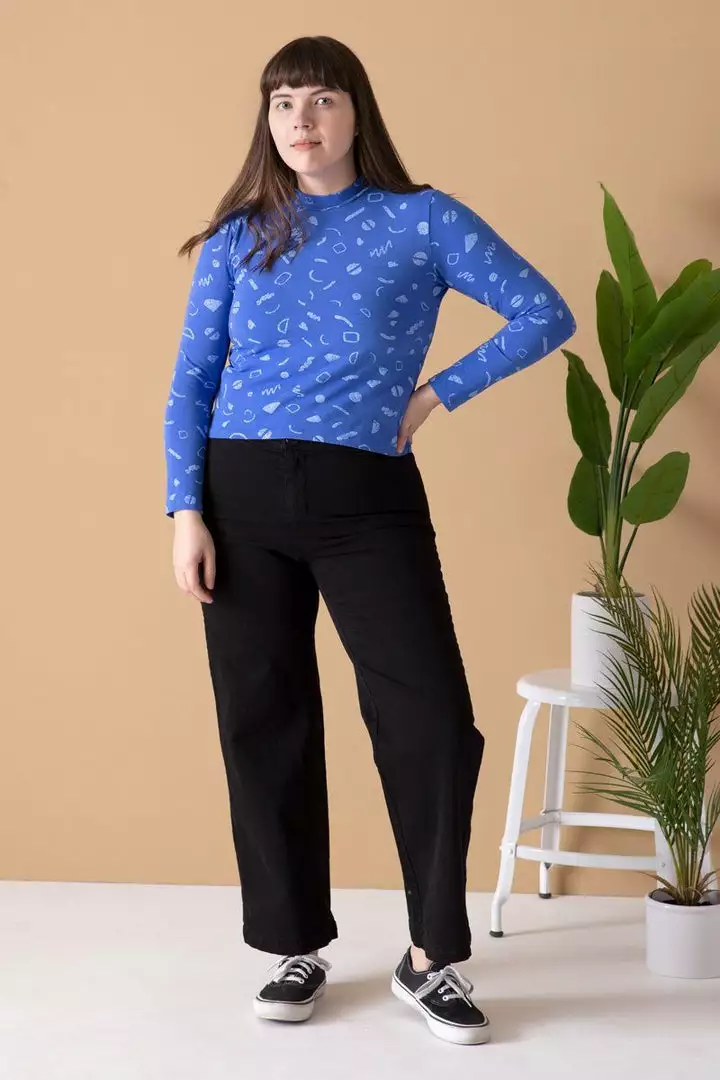 North Of West Morgan Squiggles Mock Neck - Azure 4 North Of West Morgan Squiggles Mock Neck - Azure