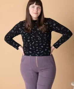 North Of West Sale Morgan Squiggles Mock Neck - Black