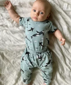 North Of West Baby's Orcas Onesie - Sea Mist Sale