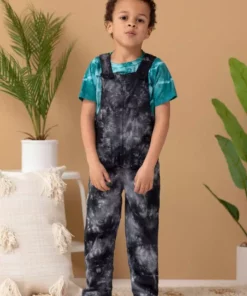 North Of West Sale Kids' Park Upcycled Tie Dye Overalls - Black