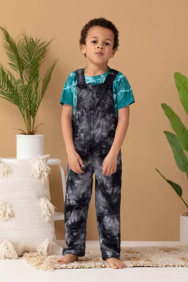 North Of West Sale Kids' Park Upcycled Tie Dye Overalls - Black 1 North Of West Sale Kids' Park Upcycled Tie Dye Overalls - Black