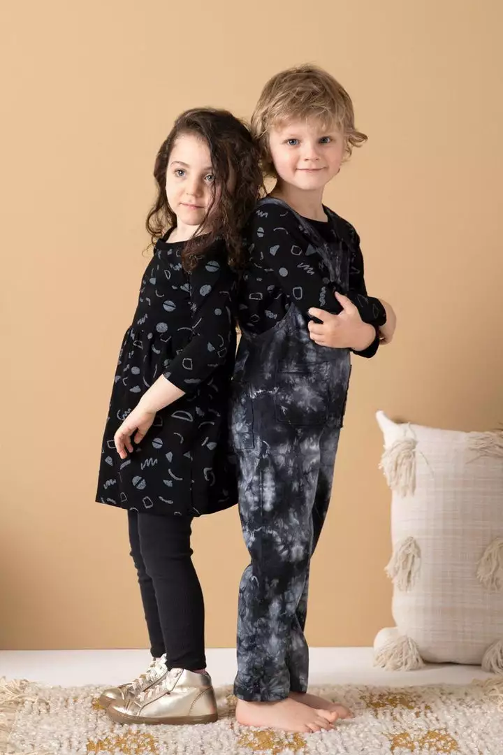 North Of West Sale Kids' Park Upcycled Tie Dye Overalls - Black 7 North Of West Sale Kids' Park Upcycled Tie Dye Overalls - Black