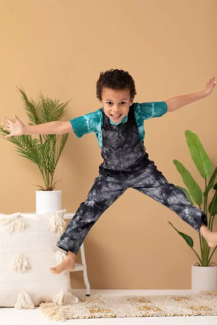 North Of West Sale Kids' Park Upcycled Tie Dye Overalls - Black 2 North Of West Sale Kids' Park Upcycled Tie Dye Overalls - Black