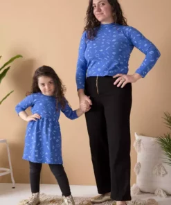 North Of West Sale Kids' Squiggles Gathered Dress - Azure