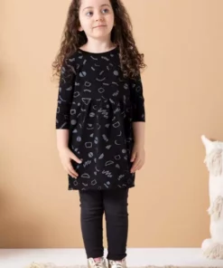 North Of West Kids' Squiggles Gathered Dress - Black
