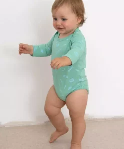 North Of West Baby's Squiggles Long Sleeve Onesie - Seafoam