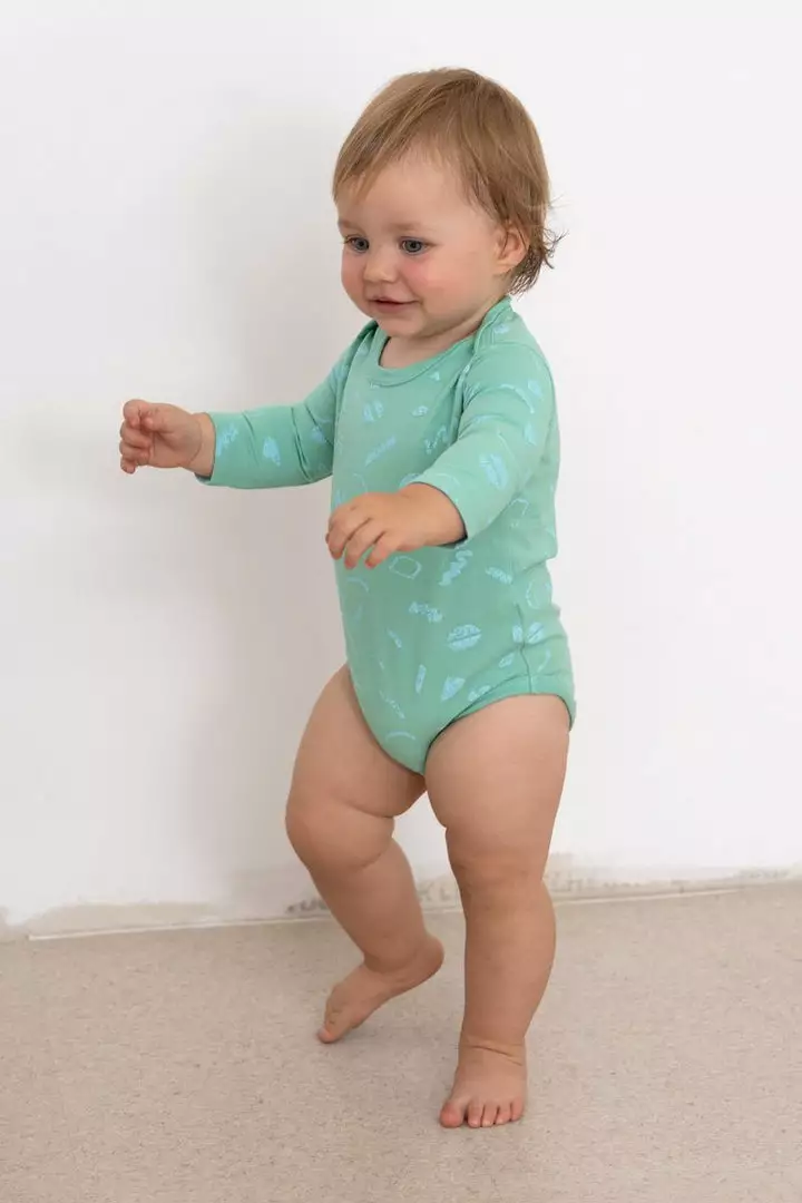 North Of West Baby's Squiggles Long Sleeve Onesie - Seafoam 2 North Of West Baby's Squiggles Long Sleeve Onesie - Seafoam