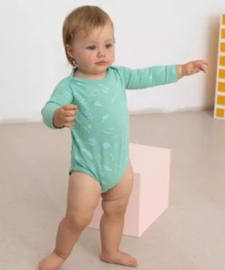 North Of West Baby's Squiggles Long Sleeve Onesie - Seafoam