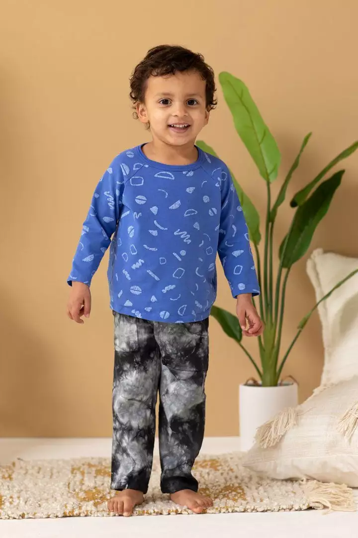 North Of West Sale Kids' Squiggles Raglan Tee - Azure 2 North Of West Sale Kids' Squiggles Raglan Tee - Azure