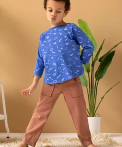 North Of West Sale Kids' Squiggles Raglan Tee - Azure