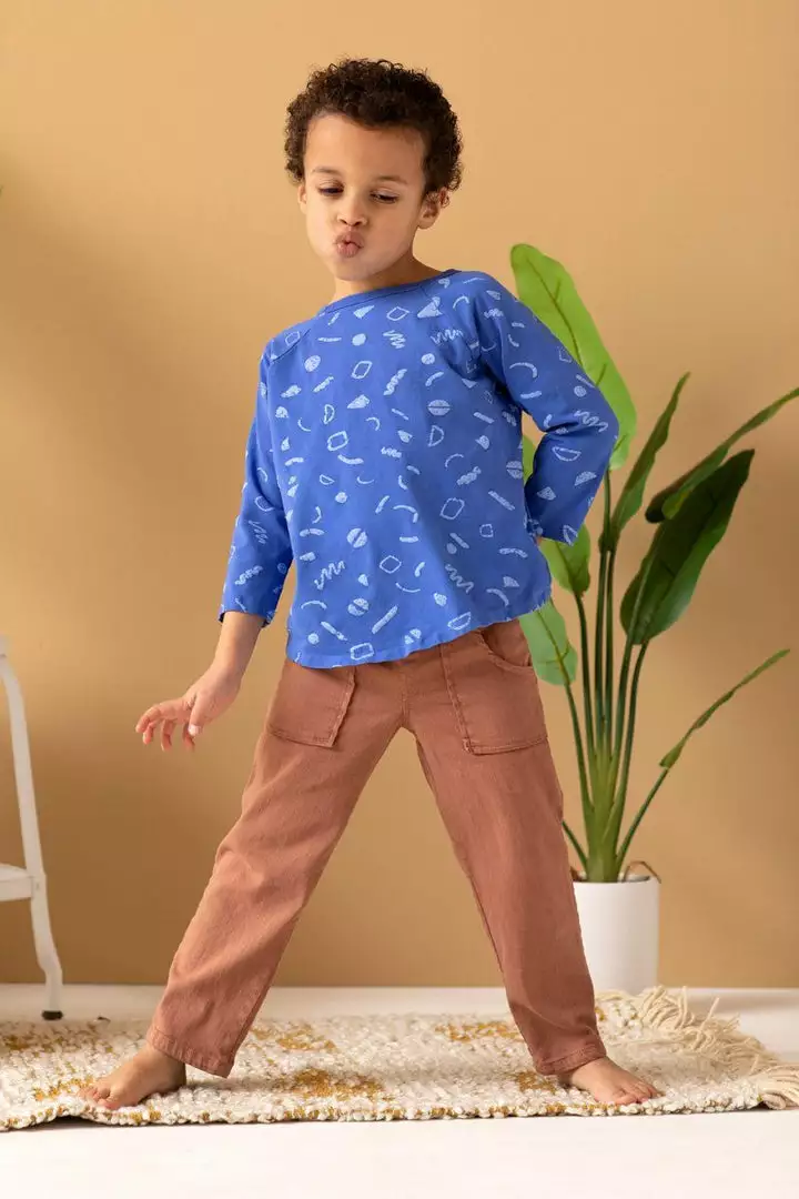 North Of West Sale Kids' Squiggles Raglan Tee - Azure 1 North Of West Sale Kids' Squiggles Raglan Tee - Azure