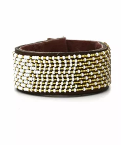 Swahili Coast Design Ombre Gold Beaded Leather Cuff
