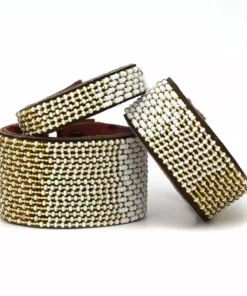 Swahili Coast Design Ombre Gold Beaded Leather Cuff