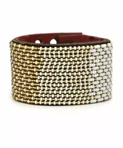 Swahili Coast Design Ombre Gold Beaded Leather Cuff
