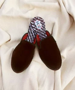 ONE432 Best Sellers Upcycled Velvet Unisex Slippers - Bordeaux Black