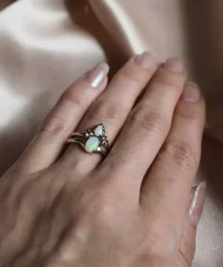 Iron Oxide Jewelry Opal Halo Stacking Ring Set