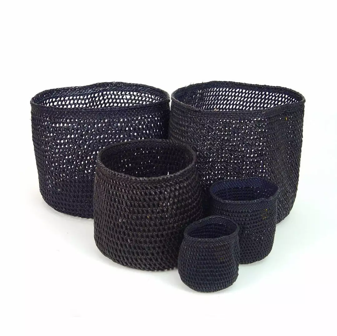 Mbare Open Weave Iringa Baskets - Black 1 Mbare Open Weave Iringa Baskets - Black