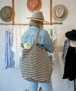 Will & Atlas Paris Striped Oversized Tote - Black + White Best Sellers