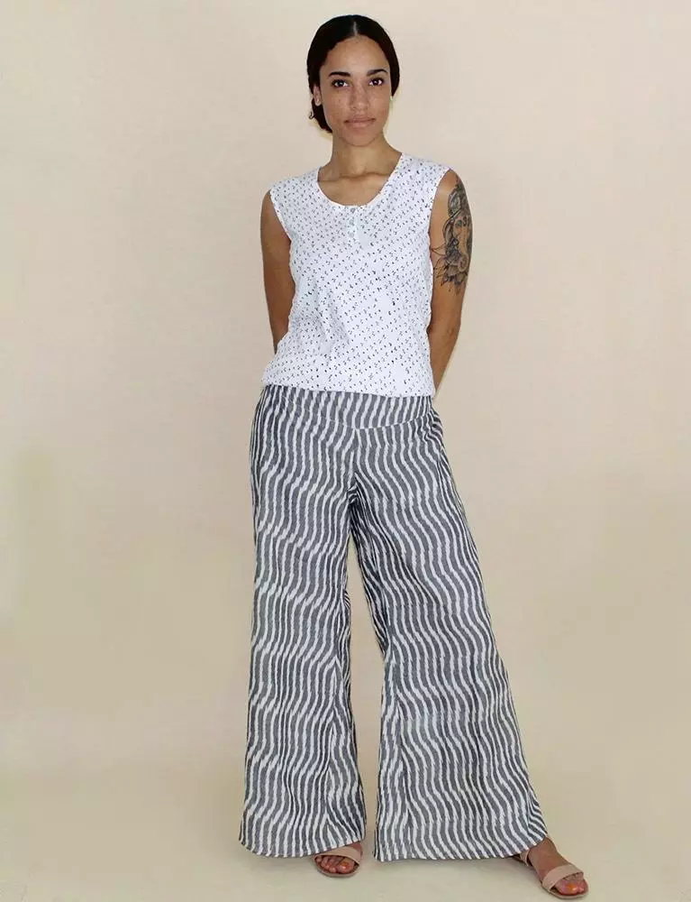 Passion Lilie Billowy Gray + White Pants Clothing 1 Passion Lilie Billowy Gray + White Pants Clothing
