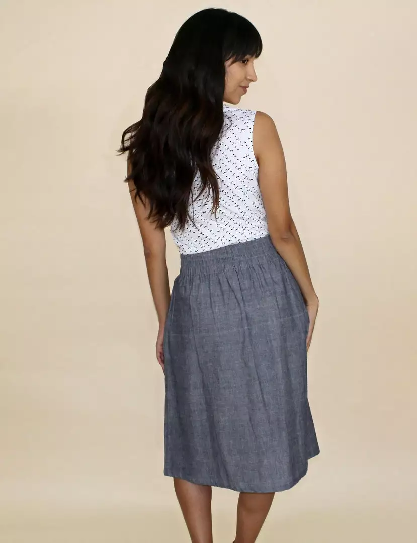 Passion Lilie Chambray Midi Skirt 2 Passion Lilie Chambray Midi Skirt