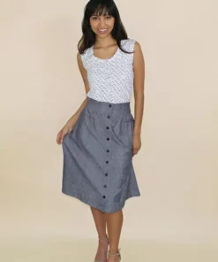 Passion Lilie Chambray Midi Skirt 5 Passion Lilie Chambray Midi Skirt
