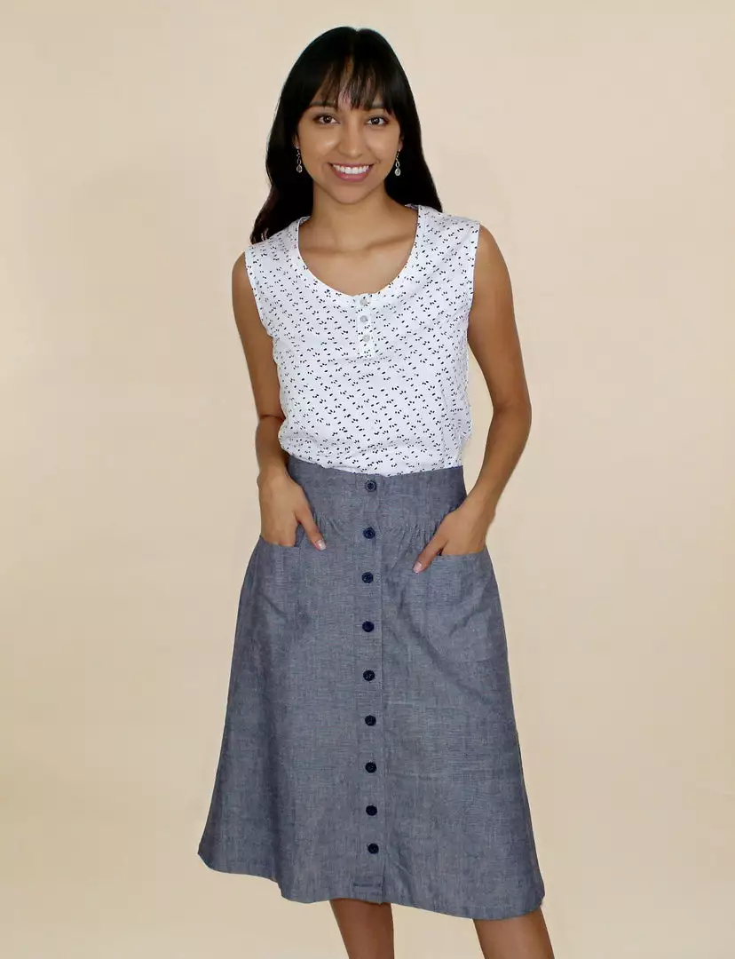 Passion Lilie Chambray Midi Skirt 1 Passion Lilie Chambray Midi Skirt
