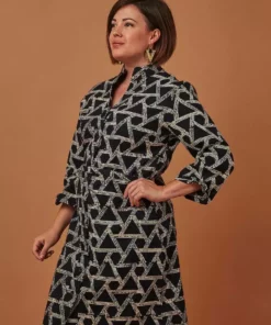 Passion Lilie Geometric Button-Up Dress Fair Trade