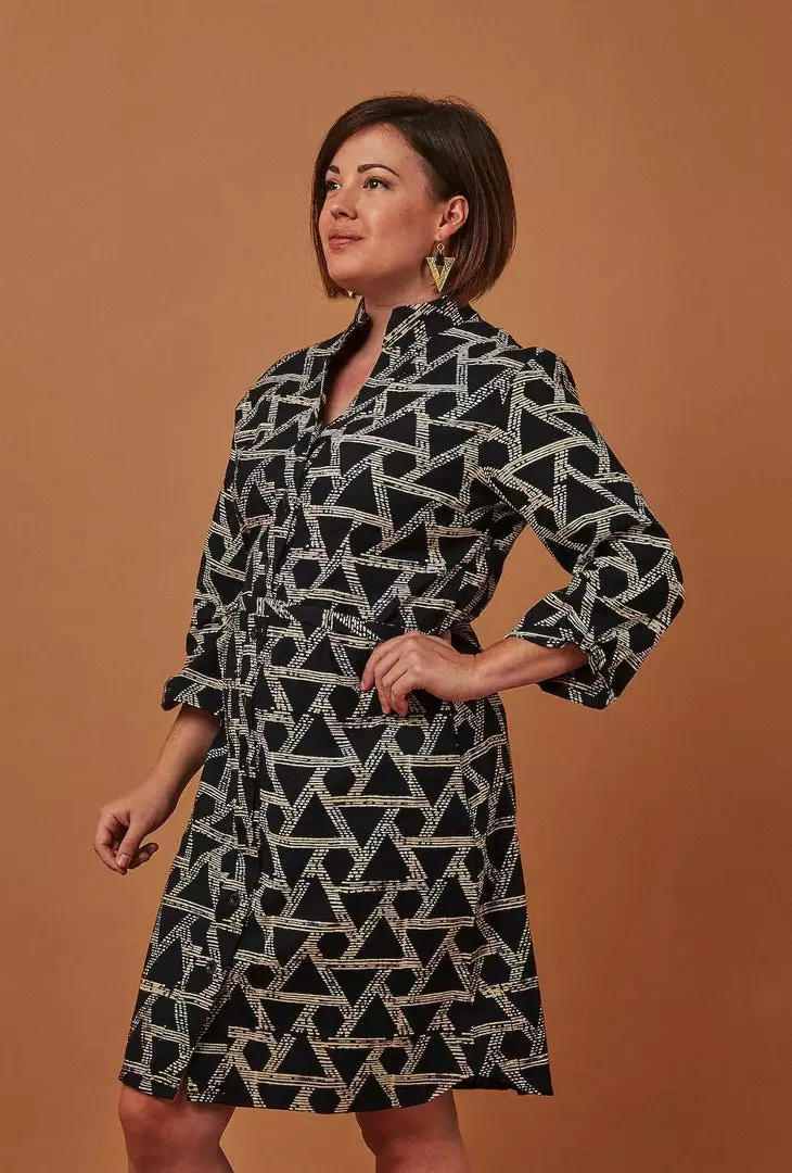 Passion Lilie Geometric Button-Up Dress Fair Trade 1 Passion Lilie Geometric Button-Up Dress Fair Trade