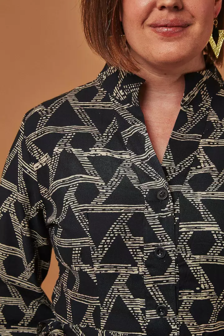 Passion Lilie Geometric Button-Up Dress Fair Trade 3 Passion Lilie Geometric Button-Up Dress Fair Trade