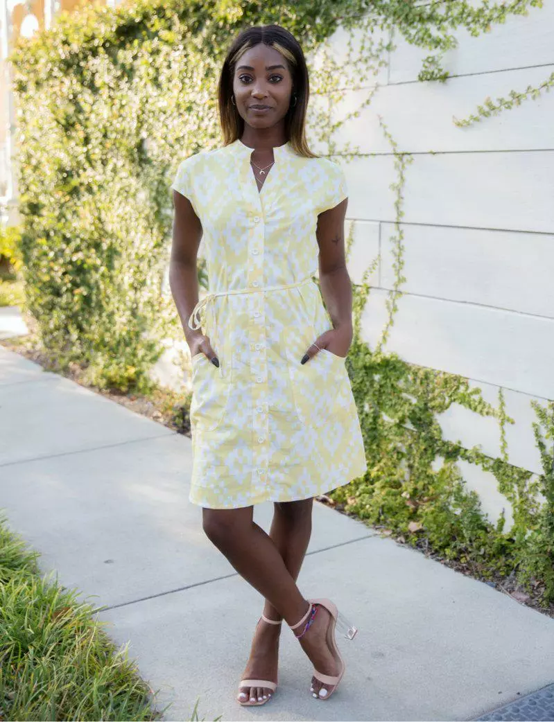 Passion Lilie Clothing Lemon Ikat Button Dress 1 Passion Lilie Clothing Lemon Ikat Button Dress